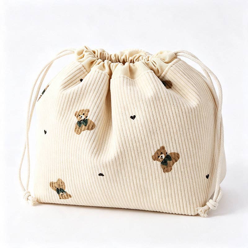 Beige Drawstring Organizer Pouch