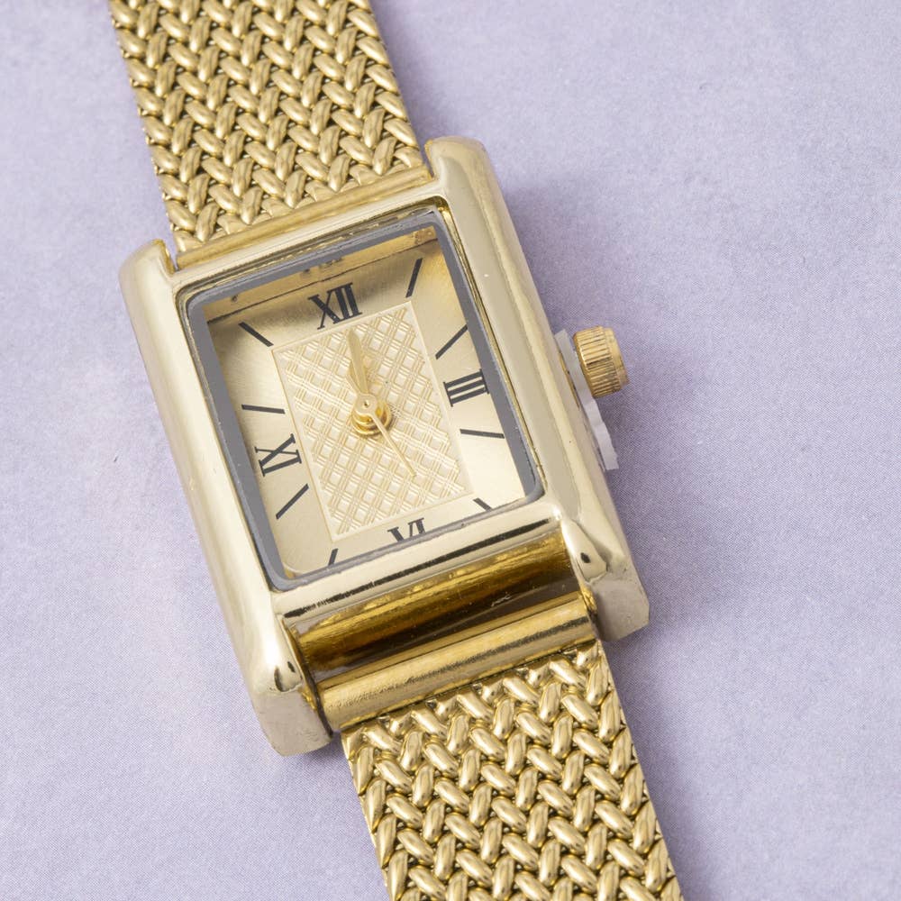 Square Case Mesh Band Watch