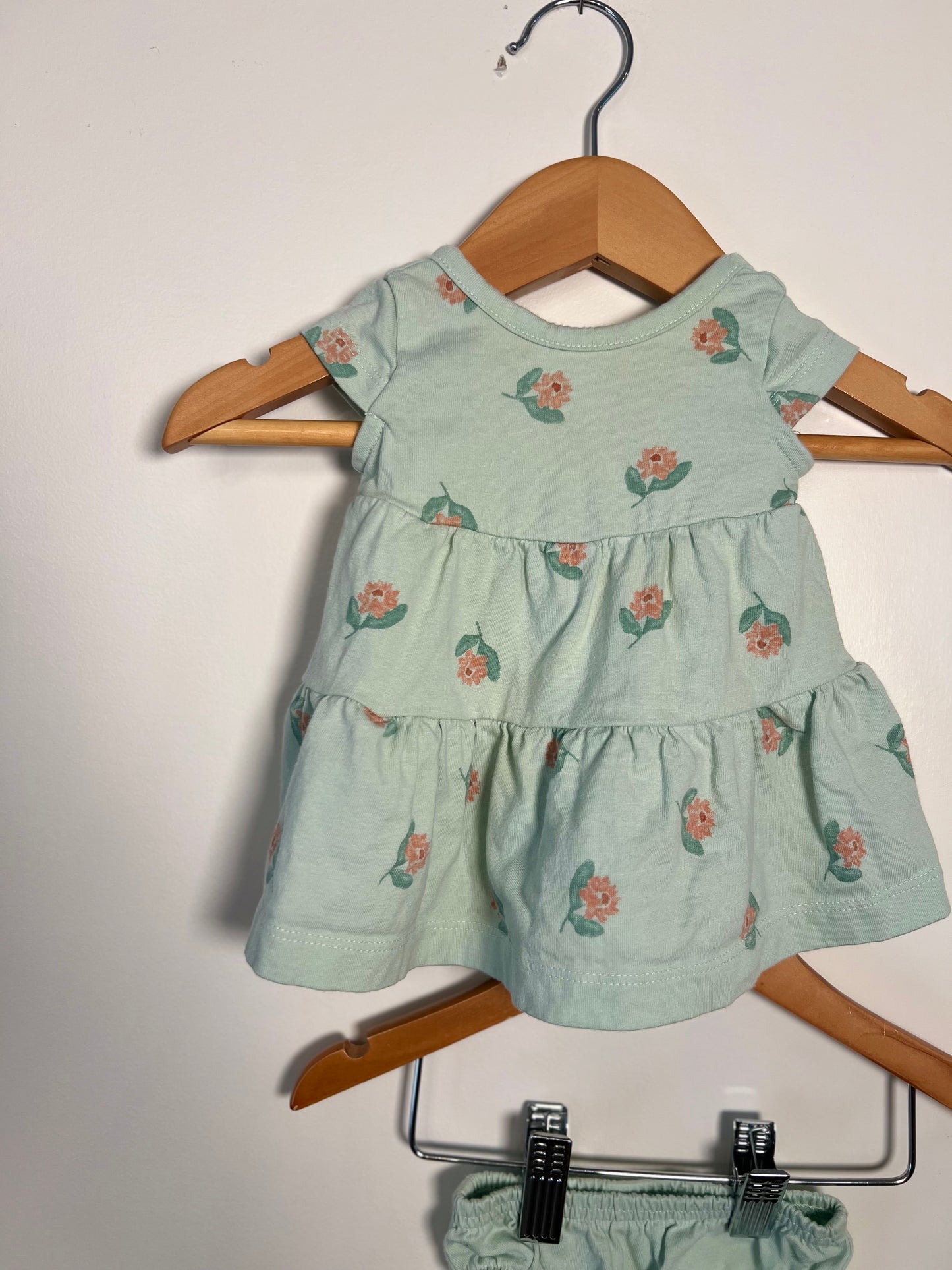 Newborn Carters Green Dress Set
