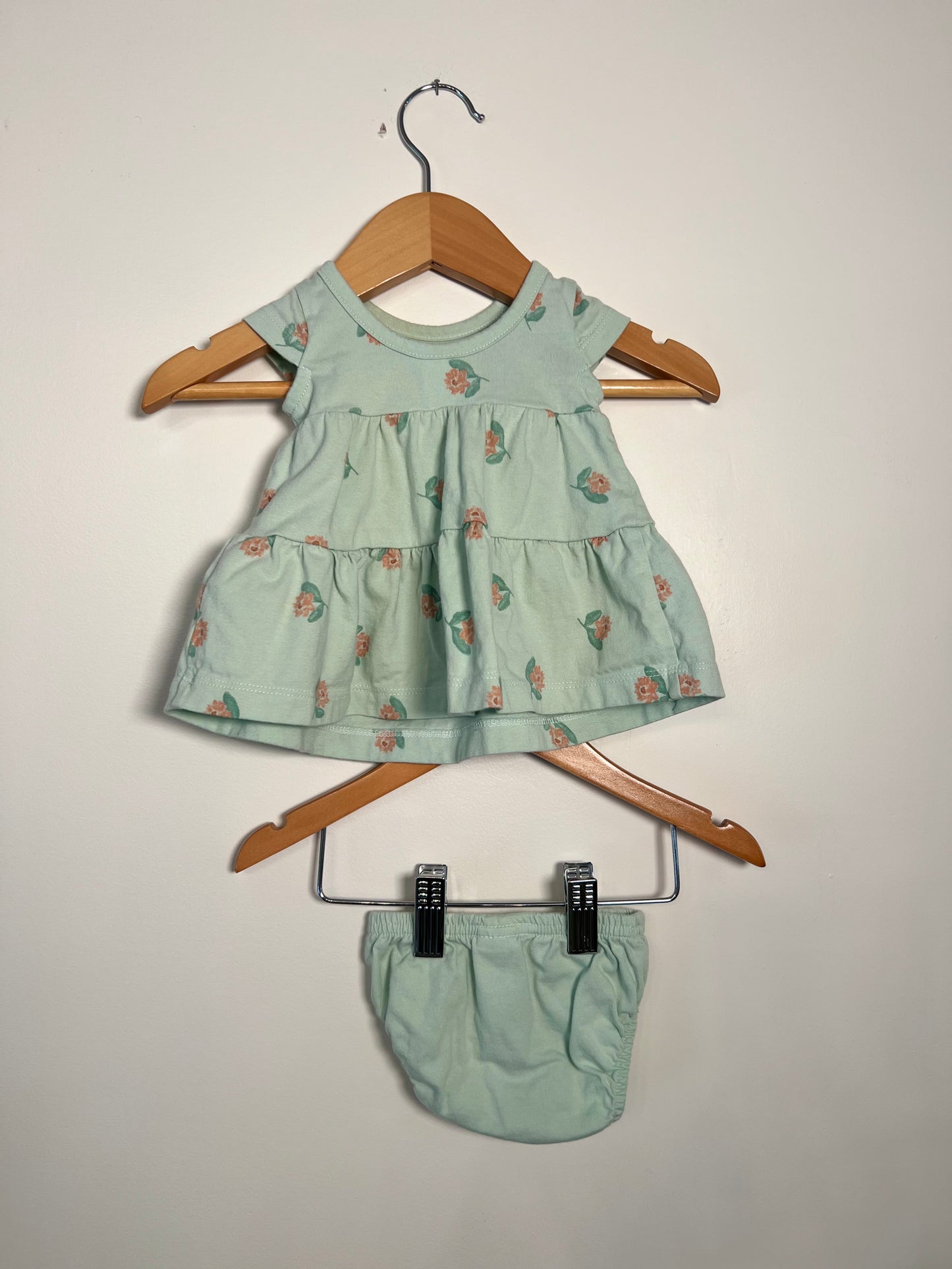 Newborn Carters Green Dress Set