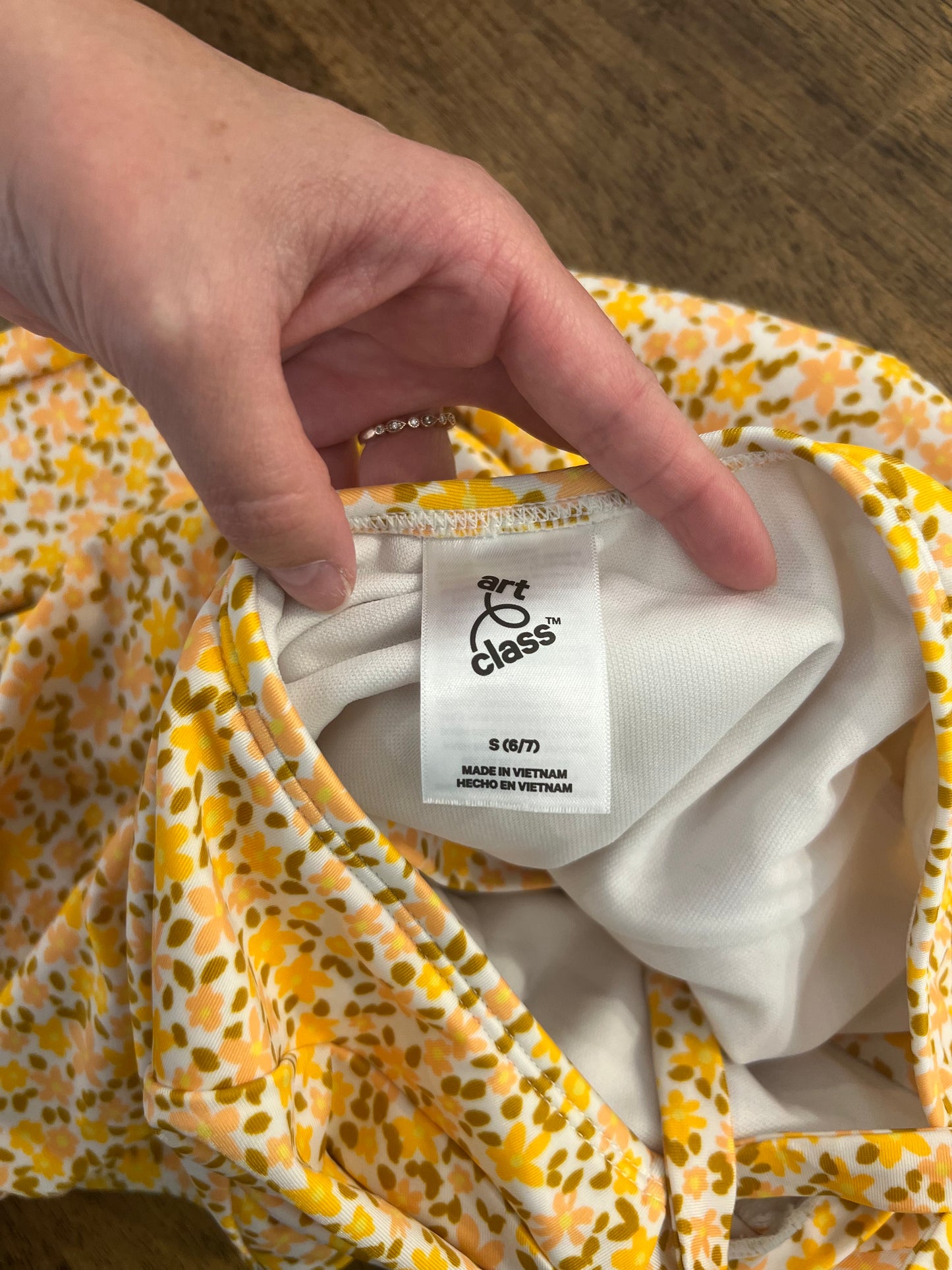 S (6/7) Art Class Yellow Floral Swimsuit