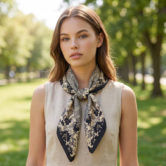 Floral Square Scarf | Black