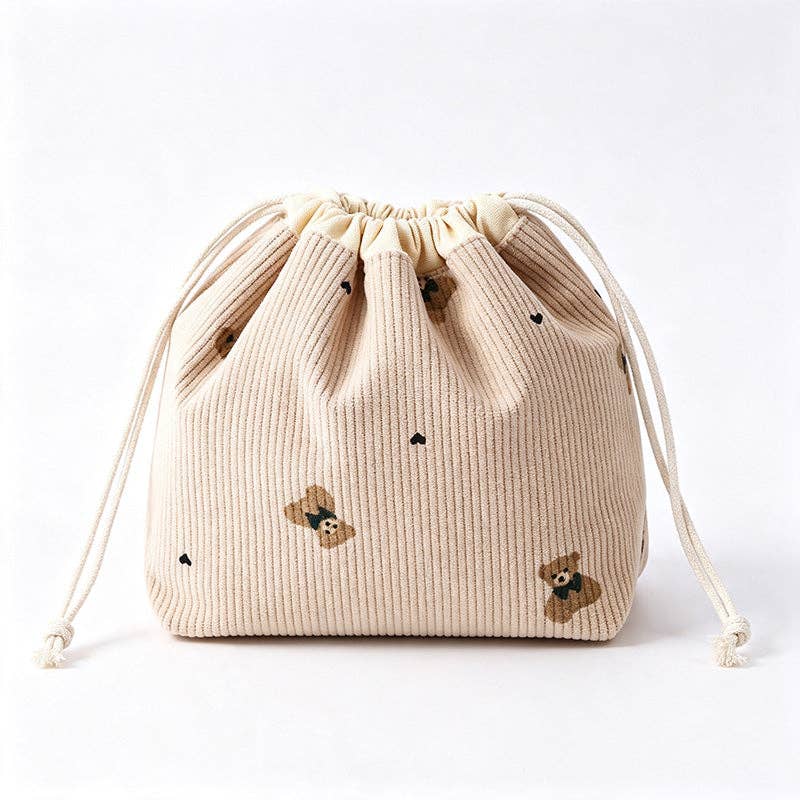 Khaki Drawstring Organizer Pouch
