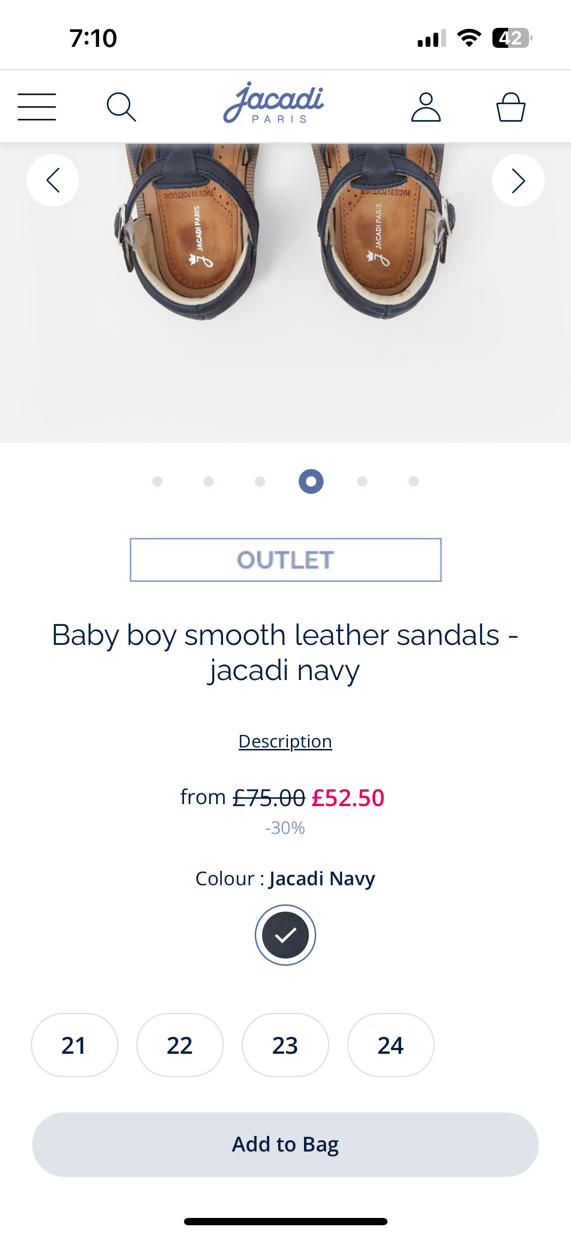 22 (6C) Jacadi Paris Navy Sandals