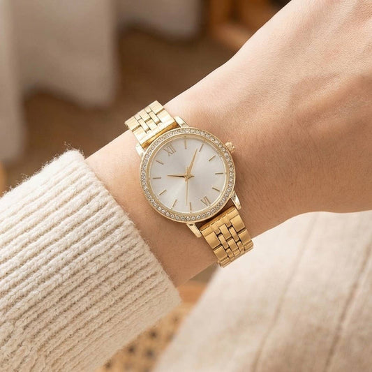 Round Face Watch | Gold