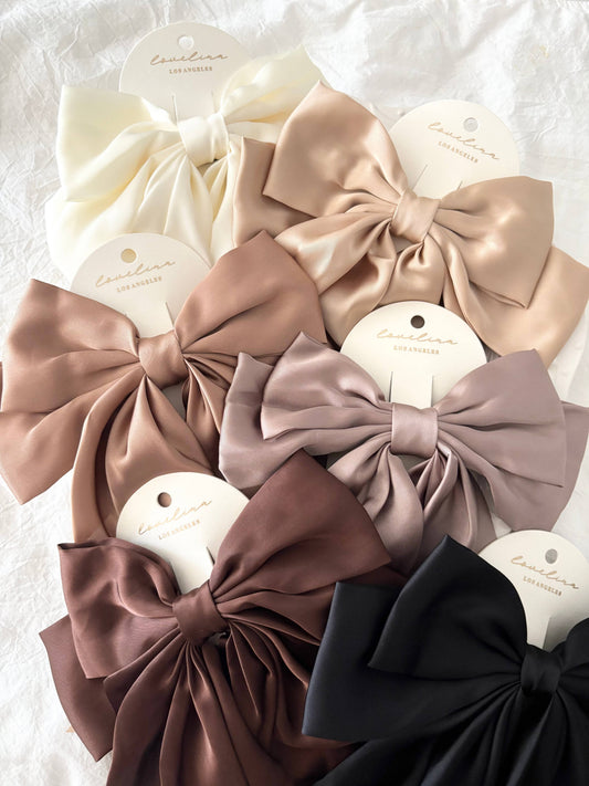 Neutral Oversize Bow Hair Clips