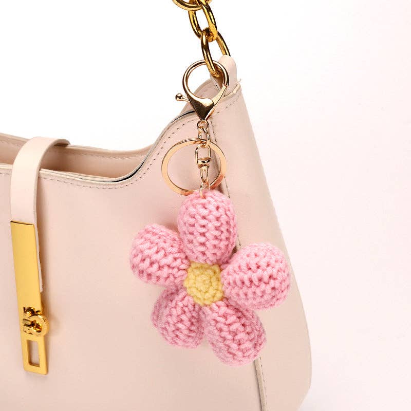 Woven Floral Keychain | Pink