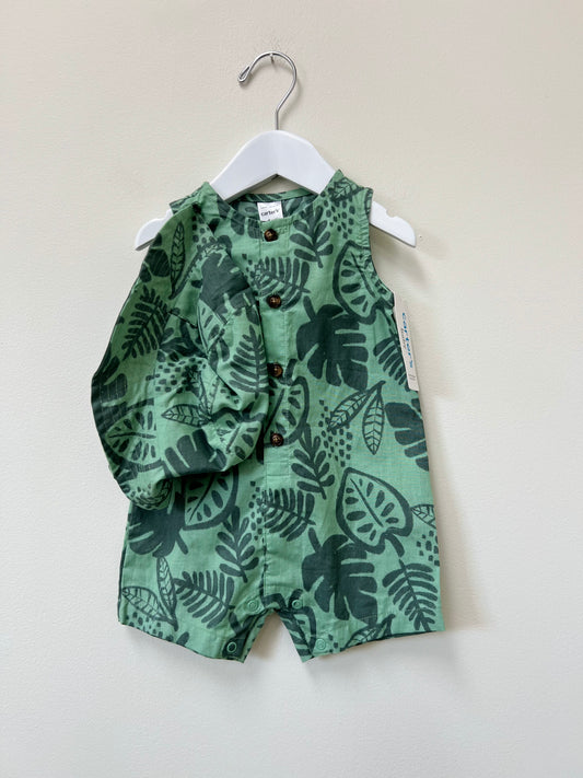 6m Carter’s NWT Green Romper w/ Hat