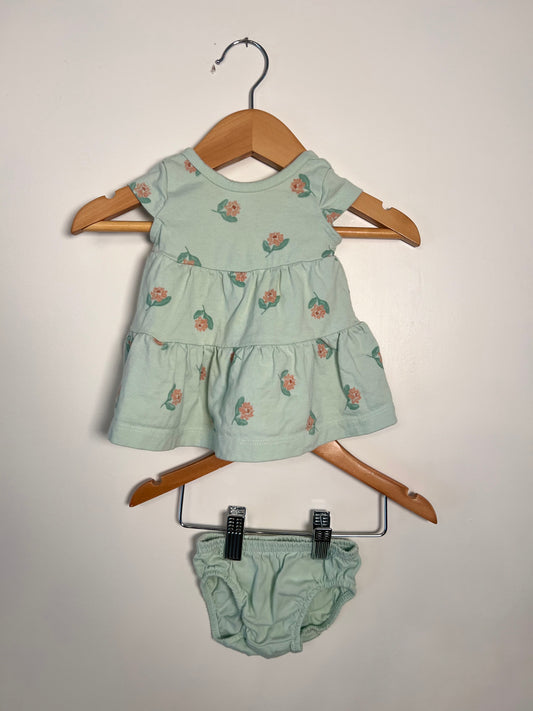 Newborn Carters Green Dress Set