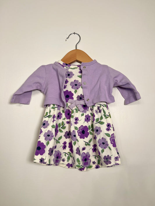 0-3m Touched By Nature Purple Floral Dress