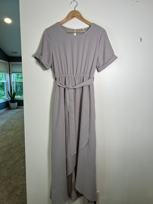 Small Grey Faux Wrap Dress