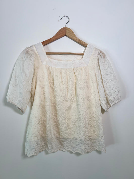 Medium The Mainstreet Exchange Cream Lace Blouse