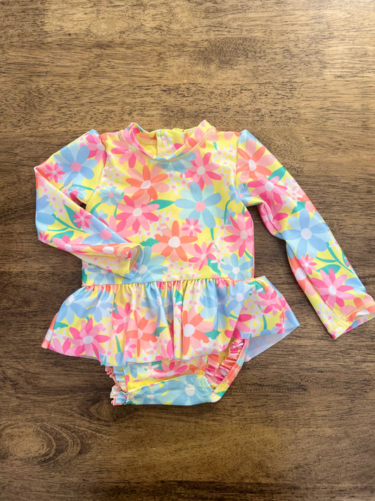 12m Wave Zone Multicolor Floral Ruffle Swimsuit