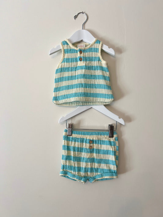 0-3m Cat & Jack Blue Stripe Short Set
