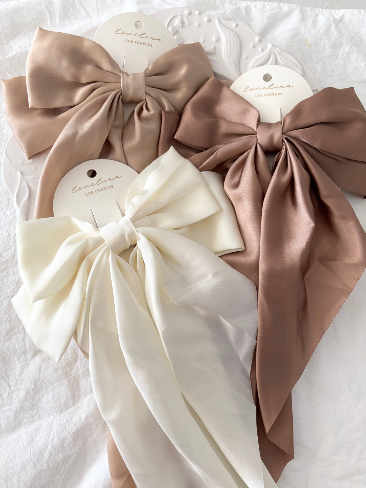 Neutral Oversize Bow Hair Clips