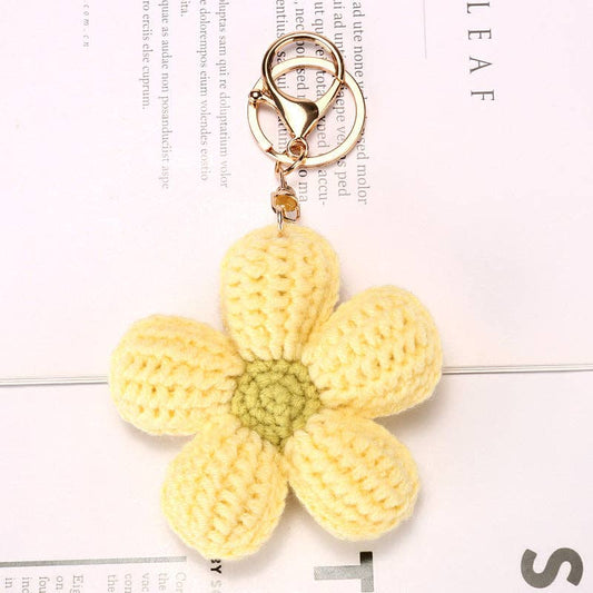 Woven Floral Keychain | Yellow