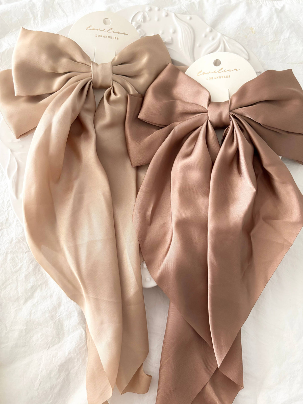 Neutral Oversize Bow Hair Clips